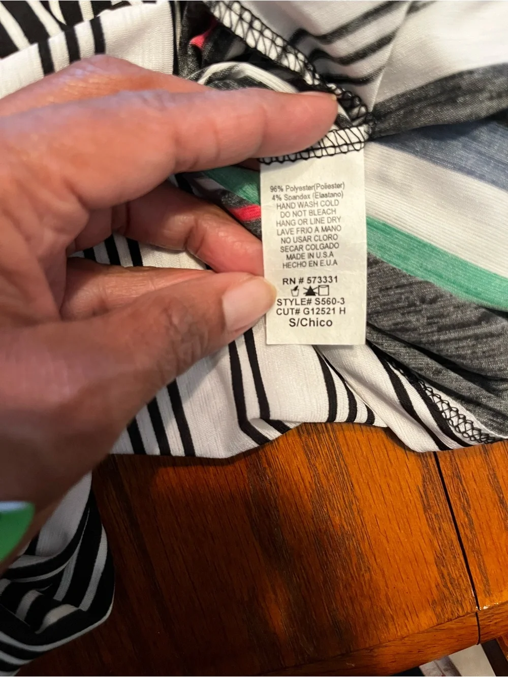 Striped Maxi Skirt in Black, White, Red & Green - Picture 3 of 5